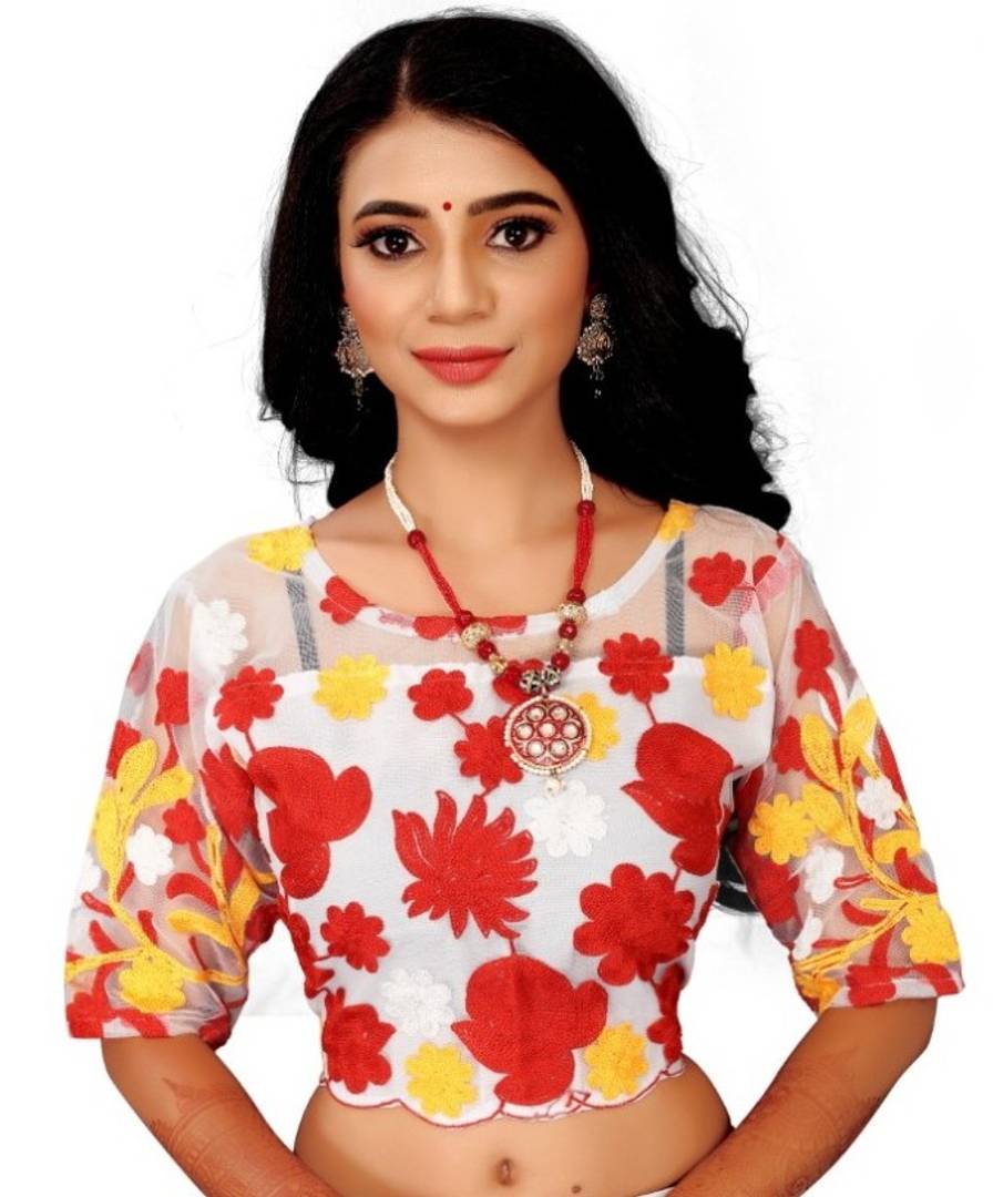Latest Attractive Net Embroidered Unstitched Blouse